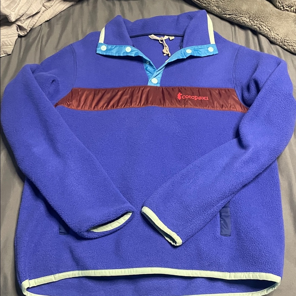 Cotopaxi Royal Blue Fleece with Brown and Light Blue Accents